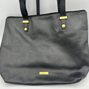 Joy Mangano Black Tote Bag With Gold Accents
